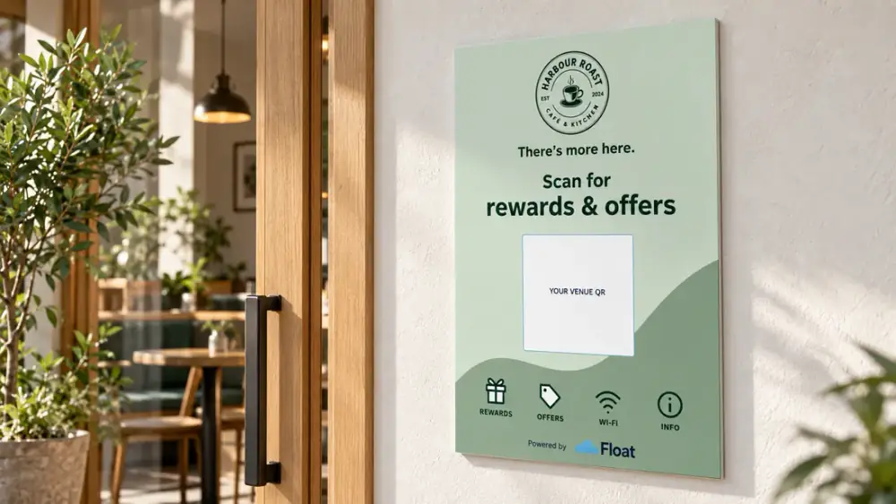 Concept of a partner board at a café entrance